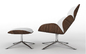 Chaise longue scandinave de crevette de conception, chaise en cuir de crevette de cor avec Ottoman fournisseur