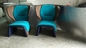 Chaise bleue de bras de fibre de verre de genre de  avec le bord en cuir coloré fournisseur