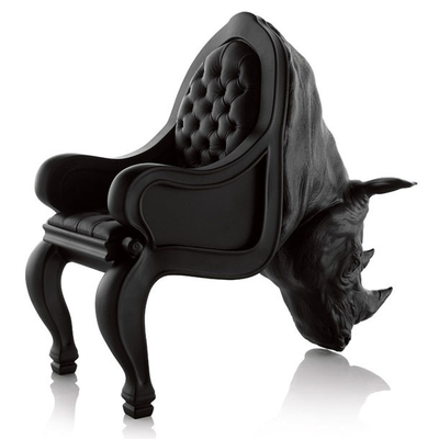 Chine Noir animal commercial de forme de meubles à la maison de chaise/sofa de rhinocéros de fibre de verre fournisseur