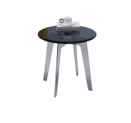Chine Table basse transparente simple avec des jambes en métal, petite table basse en verre d'espace libre d'extrémité fournisseur