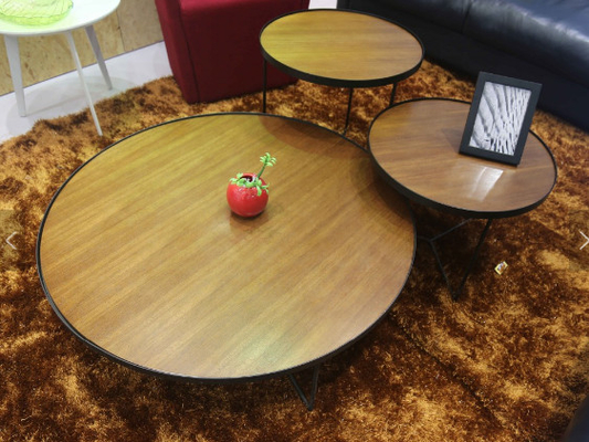 Chine Couleur à haute densité ronde de noix de table basse en bois moderne de lobby de passe-temps de thé fournisseur